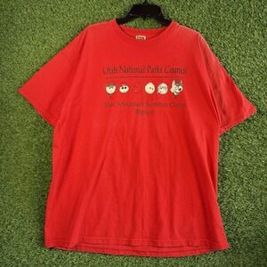 Utah National Parks Council XXL Red T-Shirt Blue Mountain Camp Bigfoot Vintage